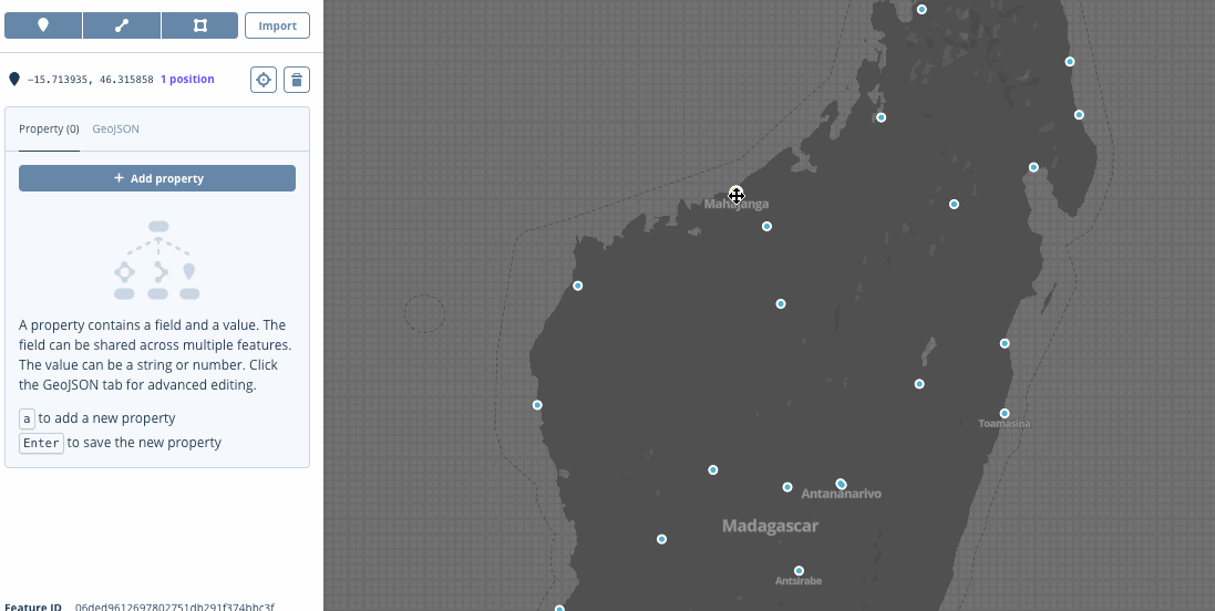 edit properties Mapbox Dataset Editor
