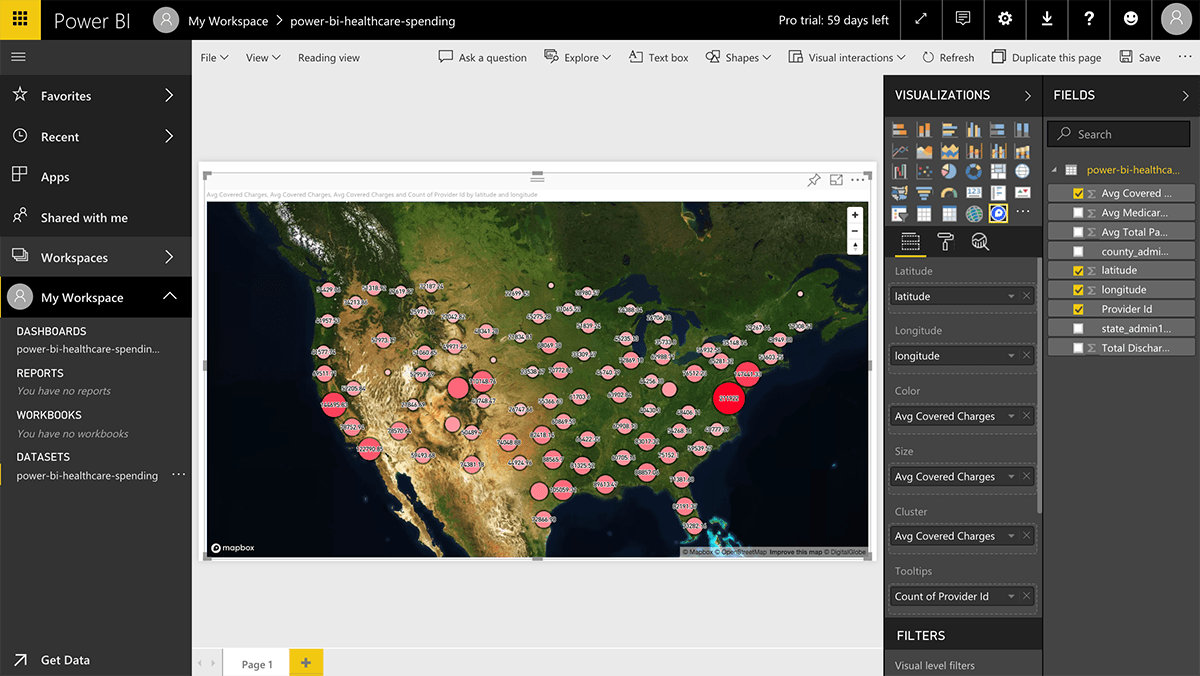 screenshot of the Power BI UI with the properties as specified above