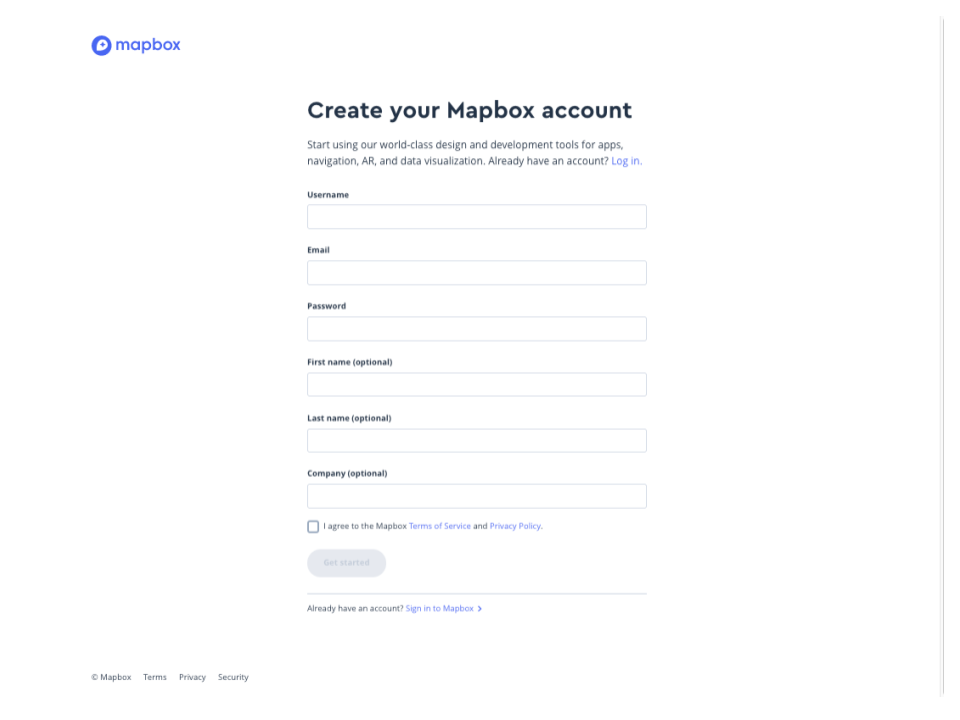 Create your Mapbox account.