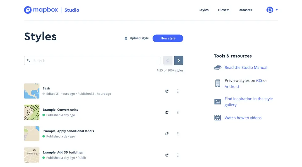 Styles Mapbox Studio Manual Mapbox
